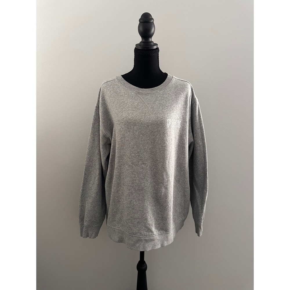 Victoria's Secret PINK Crewneck Sweatshirt Gray Graphic Pullover Large